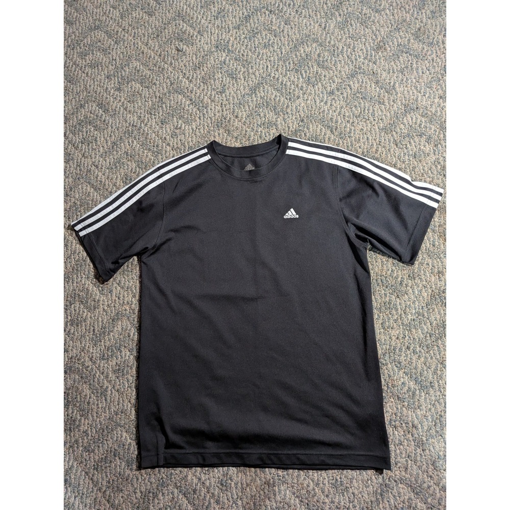 Adidas Mens Black 3-Stripe Short Sleeve Performance T-Shirt 575176 AD4002